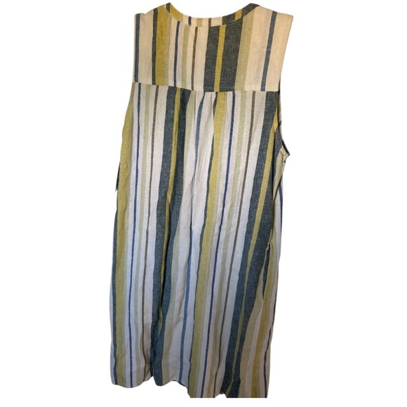 Sonoma Green and Yellow Pleated Sundress V-Neck Midi - Picture 2 of 8